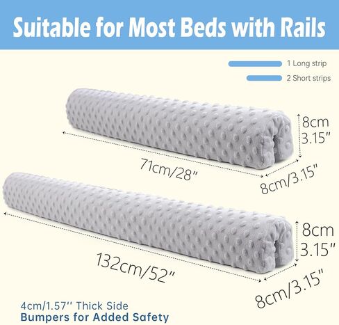 Toddlers' Bed Rail Protector, Children's Bed Guardrail Padding-Easy to Install,Enhanced Safety Mostly FitFits Floor, Bunk & Loft (Gray, 3PC) in Kuwait