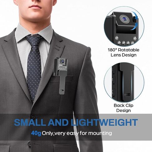 Mini Body Camera with Audio and Video Recording, Mini Wearable Body-Worn Action Camera, HD 1080P, Night Vision, Pocket Body Mount Anywhere Camcorder for Security, Work, and Travel Recording, Black in Kuwait
