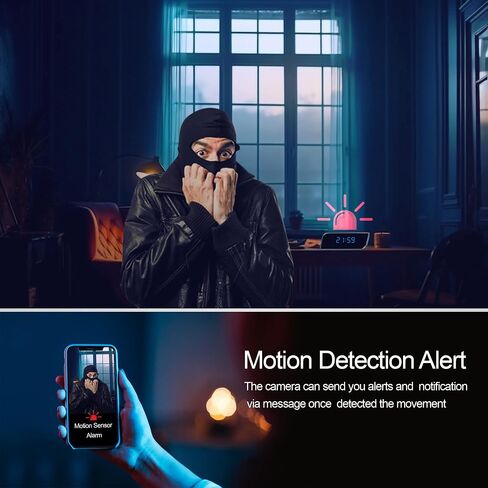 Hidden Camera Clock - Full HD 1085 Hidden Camera, WiFi Alarm Clock with Camera, Upgraded Nanny Cam Hidden Camera with Video Clear Night Vision Motion Detection, WiFi Nanny Cam for Home Indoor Security in Kuwait