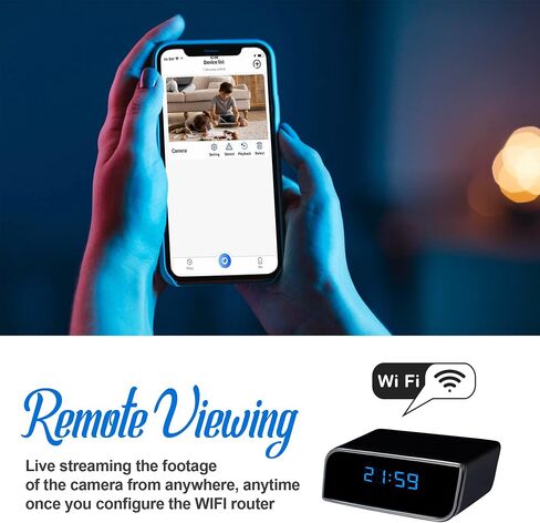Hidden Camera Clock - Full HD 1085 Hidden Camera, WiFi Alarm Clock with Camera, Upgraded Nanny Cam Hidden Camera with Video Clear Night Vision Motion Detection, WiFi Nanny Cam for Home Indoor Security in Kuwait