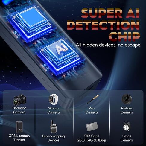 Hidden Camera Detectors, Anti-spy Camera Detector, Wireless Signal Scanner & Hidden Devices Detector for Office/Car/Bathroom/Hotel. 5 Sensitivity Levels, 5 Detection Modes, 25H Usage in Kuwait
