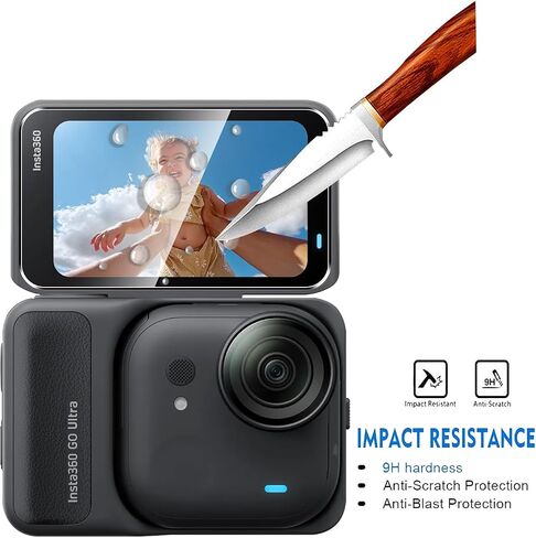 2 Pack Compatible with Insta360 Go Ultra Screen Protector + 2 Pack Camera Lens Protector,Full Coverage 9H Tempered Glass Film,HD Clear Scratch Resistant for Insta 360 Go Ultra Accessories in Kuwait