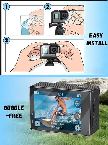 [2 Pack+2 Pack] for AKASO Brave 4 Pro Camera Cameras Hydrogel Film Screen Protector. Self-Healing Anti-Scratch Bubble Free Easy Installation. in Kuwait