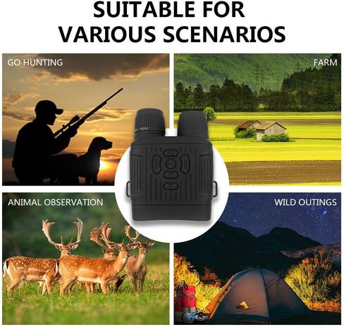 Digital Night Vision Binoculars, 36MP & 2.7K Night Vision Goggles with 850nm Infrared Illuminator, 10X Zoom, 3" HD Screen, Rechargeable Night Vision Device for Hunting & Camping in Kuwait