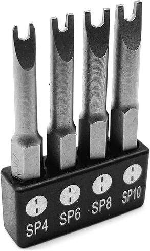Spanner Drive Screwdriver Insert Bit Set in 4 Different Sizes, Durable CR-V Steel, SP4 SP6 SP8 SP10 Sizes, 2" Long Shank with Standard 1/4" Hex Drive in Kuwait