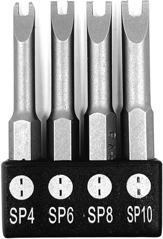 Spanner Drive Screwdriver Insert Bit Set in 4 Different Sizes, Durable CR-V Steel, SP4 SP6 SP8 SP10 Sizes, 2" Long Shank with Standard 1/4" Hex Drive in Kuwait