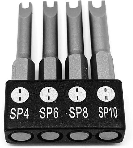 Spanner Drive Screwdriver Insert Bit Set in 4 Different Sizes, Durable CR-V Steel, SP4 SP6 SP8 SP10 Sizes, 2" Long Shank with Standard 1/4" Hex Drive in Kuwait