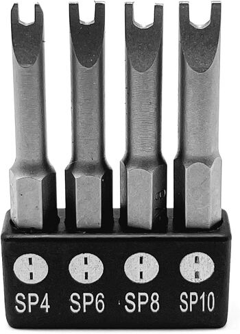 Spanner Drive Screwdriver Insert Bit Set in 4 Different Sizes, Durable CR-V Steel, SP4 SP6 SP8 SP10 Sizes, 2" Long Shank with Standard 1/4" Hex Drive in Kuwait