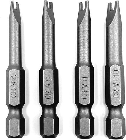 Spanner Drive Screwdriver Insert Bit Set in 4 Different Sizes, Durable CR-V Steel, SP4 SP6 SP8 SP10 Sizes, 2" Long Shank with Standard 1/4" Hex Drive in Kuwait