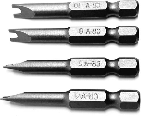Spanner Drive Screwdriver Insert Bit Set in 4 Different Sizes, Durable CR-V Steel, SP4 SP6 SP8 SP10 Sizes, 2" Long Shank with Standard 1/4" Hex Drive in Kuwait