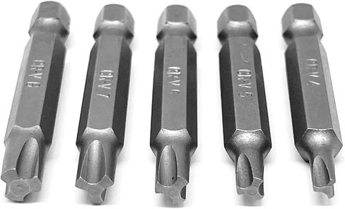 Tri-Drive Plum Screwdriver Insert Bit Set in 5 Different Sizes, Durable CR-V Steel, 2" Long Shank with Standard 1/4" Hex Drive in Kuwait
