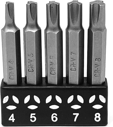 Tri-Drive Plum Screwdriver Insert Bit Set in 5 Different Sizes, Durable CR-V Steel, 2" Long Shank with Standard 1/4" Hex Drive in Kuwait