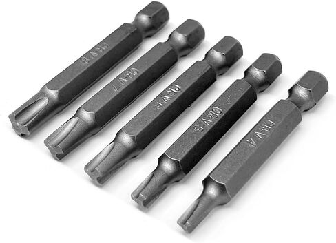 Tri-Drive Plum Screwdriver Insert Bit Set in 5 Different Sizes, Durable CR-V Steel, 2" Long Shank with Standard 1/4" Hex Drive in Kuwait