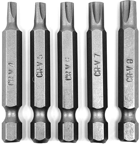 Tri-Drive Plum Screwdriver Insert Bit Set in 5 Different Sizes, Durable CR-V Steel, 2" Long Shank with Standard 1/4" Hex Drive in Kuwait
