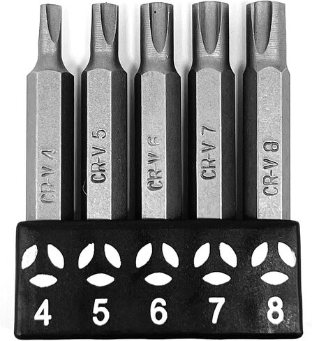 Tri-Drive Plum Screwdriver Insert Bit Set in 5 Different Sizes, Durable CR-V Steel, 2" Long Shank with Standard 1/4" Hex Drive in Kuwait