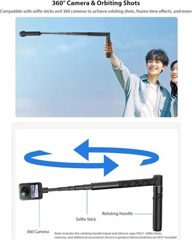 GOWENIC Action Camera Rotating Tripod Handle, Frozen Time Effect, User Oriented Design, with Premium Details, for Panoramic Camera, Action in Kuwait