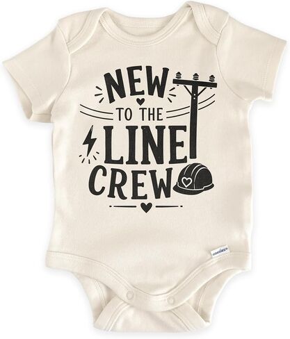 New To The Line Crew Lineman Baby Reveal Bodysuit (0-3 Months, Natural) | Lineman Pregnancy Announcement, Powerline Newborn Outfit, Electrician Dad Reveal, Grandparents Surprise, Utility Photo Prop in Kuwait