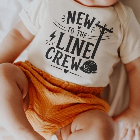 New To The Line Crew Lineman Baby Reveal Bodysuit (0-3 Months, Natural) | Lineman Pregnancy Announcement, Powerline Newborn Outfit, Electrician Dad Reveal, Grandparents Surprise, Utility Photo Prop in Kuwait