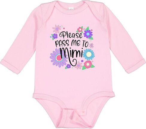 inktastic Please Pass Me To Mimi with Flowers Long Sleeve Creeper in Kuwait