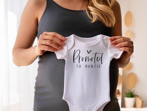 Promoted to Auntie Surprise Pregnancy Announcement for Aunt | New Baby Announcement Gift for Sister (0-3 month, White) in Kuwait