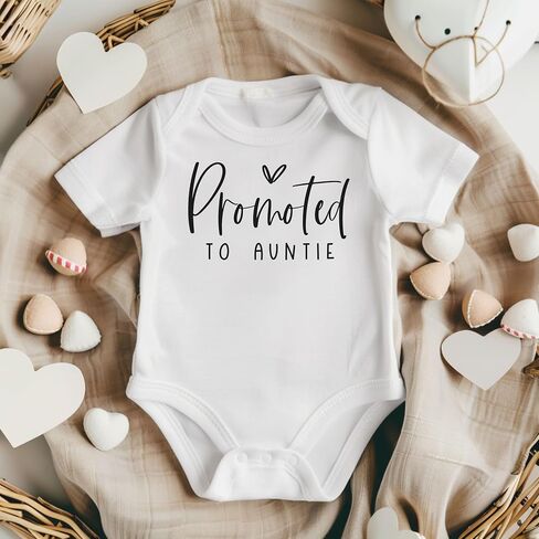 Promoted to Auntie Surprise Pregnancy Announcement for Aunt | New Baby Announcement Gift for Sister (0-3 month, White) in Kuwait