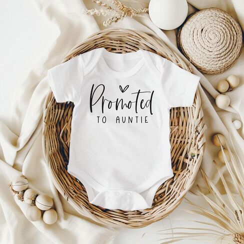 Promoted to Auntie Surprise Pregnancy Announcement for Aunt | New Baby Announcement Gift for Sister (0-3 month, White) in Kuwait