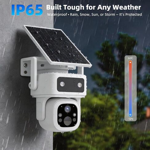 3 Years Free Data & No Monthly Fee 4G LTE Solar Cellular Security Camera Outdoor Wireless, No WiFi Needed, 360° PTZ, 2K Full Color Night Vision, Human Tracking, 2-Way Audio, 32GB SD Card, IP66 in Kuwait