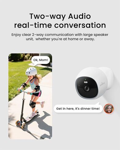 youkey S320 Magnetic Wire-Free Camera 2.5K QHD Security Camera with Dual Band WiFi 6, Built-in 8GB Storage, Color Night Vision, AI Human Pet Detection, IP65, No Monthly Fees (Renewed) in Kuwait