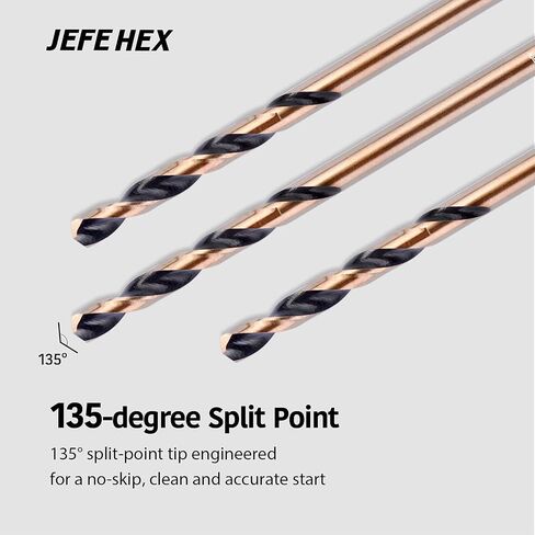 1/4" High Speed Steel Black & Gold Coated Drill Bit, Jobber Length with 3-Flat Shank, 135 Degree Split Point. Ideal for Steel, Wood and Plastics. Suitable for DIY & General Purpose Usage. (3 pcs) in Saudi Arabia
