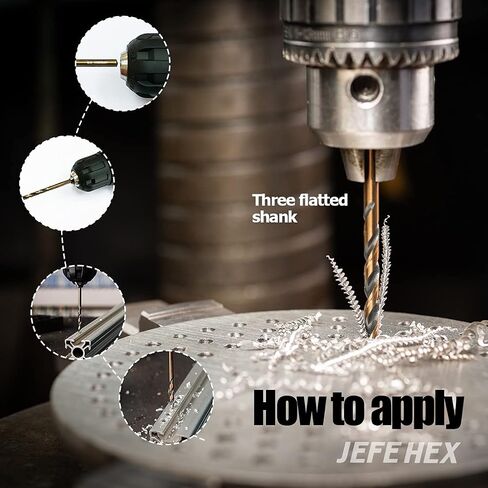 1/4" High Speed Steel Black & Gold Coated Drill Bit, Jobber Length with 3-Flat Shank, 135 Degree Split Point. Ideal for Steel, Wood and Plastics. Suitable for DIY & General Purpose Usage. (3 pcs) in Saudi Arabia