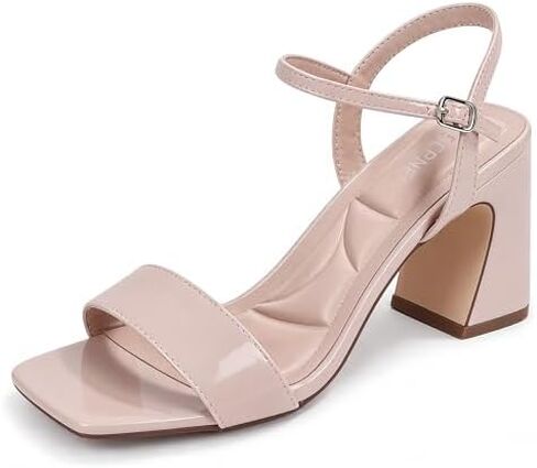 BERNESS Women's Dress Block Heel Sandals with Ankle Strap | Square Open Toe, 3.5-inch Heel, Memory Foam Insole, Adjustable Fit, Comfortable, Work, Wedding, Homecoming Parties in Kuwait