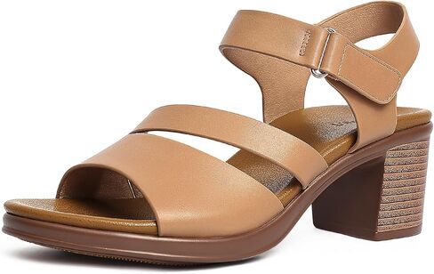 Women's Block Heel Sandals, Open Toe Ankle Strap Chunky Heels, Summer Dressy Daily Wear Comfortable Low Heeled Sandals for Women in Kuwait