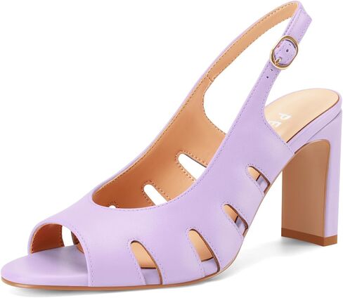 Slingback Heels Womens Peep Toe Chunky Block Heeled Sandals | Cutout Design, Adjustable Strap, Ideal Choice for Daily Wear, Work, Dates, Weddings, Parties in Kuwait
