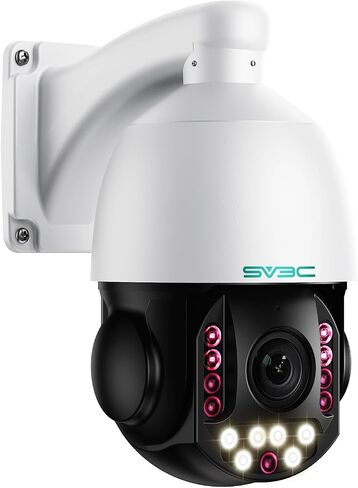SV3C PTZ POE Camera Outdoor, 36X Zoom 360° Auto Tracking 4K IP Wired Camera | Person Vehicle Motion Detection, Floodlight Color Night Vision, 2 Way Audio, Camhipro, Presets, RTSP BlueIris, 24/7 Recording in Kuwait