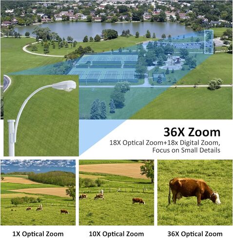 SV3C PTZ POE Camera Outdoor, 36X Zoom 360° Auto Tracking 4K IP Wired Camera | Person Vehicle Motion Detection, Floodlight Color Night Vision, 2 Way Audio, Camhipro, Presets, RTSP BlueIris, 24/7 Recording in Kuwait