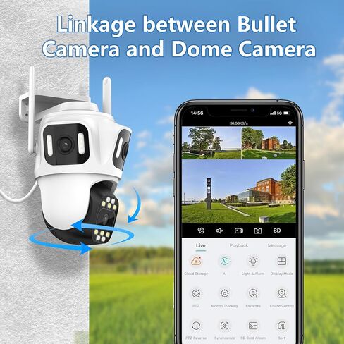 3 In 1 Outdoor Indoor Camera, 3MP Wired Pan/Tilt Security Wi-Fi Camera | 32GB Local Storage, Free AI Detection, Motion Tracking, 360°View, Color Night Vision, 2 Way Audio, No Subscription in Kuwait