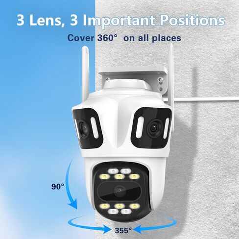 3 In 1 Outdoor Indoor Camera, 3MP Wired Pan/Tilt Security Wi-Fi Camera | 32GB Local Storage, Free AI Detection, Motion Tracking, 360°View, Color Night Vision, 2 Way Audio, No Subscription in Kuwait