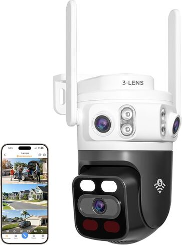 xmartO 6MP Tri-Lens WiFi Security Camera, 360° Pan Tilt AI Auto Tracking, 3 Live Views, Long Range Wireless, Plug-in 24/7 Home Surveillance, Local Storage & Mobile Remote View in Saudi Arabia