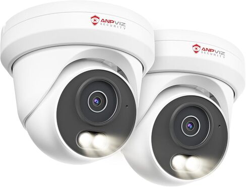 Anpviz 2-Pack 5MP PoE IP Camera, Turret Security IP Camera Outdoor Wired | Smart Color Night Vision, AI Human Motion Detection, Built-in Mic, NDAA, Requires NVR, NOT Work Independently in Kuwait