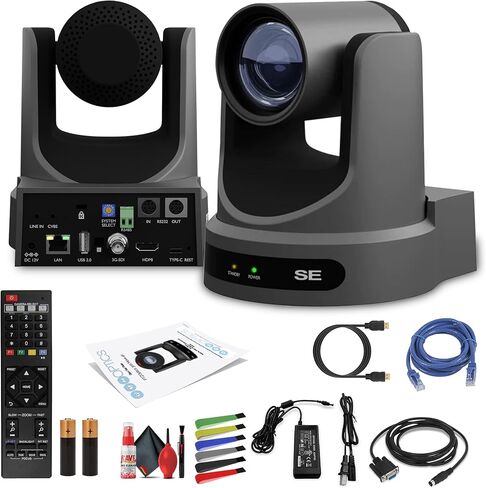 PTZOptics Move SE SDI/HDMI/USB/IP PTZ Camera with 12x Optical Zoom (Gray) (PT12X-SE-GY-G3) + Lens Cleaning Kit + HDMI Cable + Ethernet Cable + Color Wire Ties in Kuwait