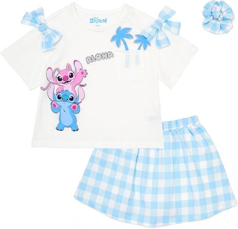 Disney Lilo and Stitch Girls Skort & T-Shirt Set | Summer Outfit, Skirt for Toddler & Little Kids in Kuwait
