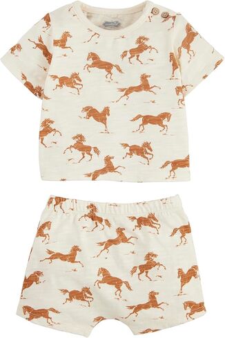 Mud Pie Children's Horse Print Baby Short Set; 3-6M in Kuwait
