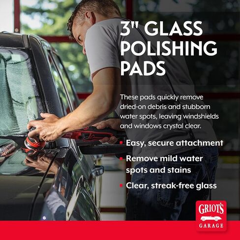 Griot's Garage 3" Glass Polishing Pads, Buffing Discs for Car Windows, Windshields, Shower Doors, and More, 10665, Set of 3 in Saudi Arabia
