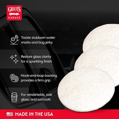 Griot's Garage 3" Glass Polishing Pads, Buffing Discs for Car Windows, Windshields, Shower Doors, and More, 10665, Set of 3 in Saudi Arabia