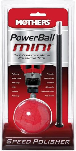 Mothers PowerBall Mini, Polishing Tool with 10" Quick Swap Bit (05141) | Drill-Powered, Cleans & Polishes Tight Areas on Wheels, Diamond Plate, Lenses, Engine Parts & More, Fast & Unmatched Shine in Kuwait