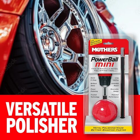 Mothers PowerBall Mini, Polishing Tool with 10" Quick Swap Bit (05141) | Drill-Powered, Cleans & Polishes Tight Areas on Wheels, Diamond Plate, Lenses, Engine Parts & More, Fast & Unmatched Shine in Kuwait