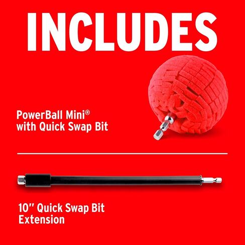Mothers PowerBall Mini, Polishing Tool with 10" Quick Swap Bit (05141) | Drill-Powered, Cleans & Polishes Tight Areas on Wheels, Diamond Plate, Lenses, Engine Parts & More, Fast & Unmatched Shine in Kuwait