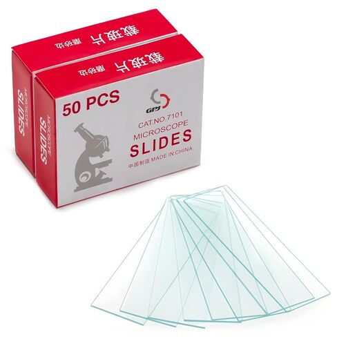 100 Pack of Lab Microscope Slides for Lab Consumables Research | 1mm-1.2mm Thick Glass Slides for Microscope, Clear Glass Ground Edges 1" x 3", Microscope Accessories in Kuwait