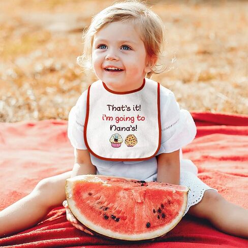 Toddler & Baby Bibs Burp Cloths Funny That's It! I'm Going to Nana's and Cup Cakes Cotton Baby Items for Baby Girl & Boy White Design Only in Kuwait