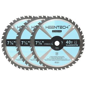 KEENTECH 7-1/4" Saw Blade 40T, 3-Pack, Fine Finish for Wood | 3 pc save cost, fits most 7.25" saws, TCT stays sharp, smooth finish for cabinetry/trim in Kuwait